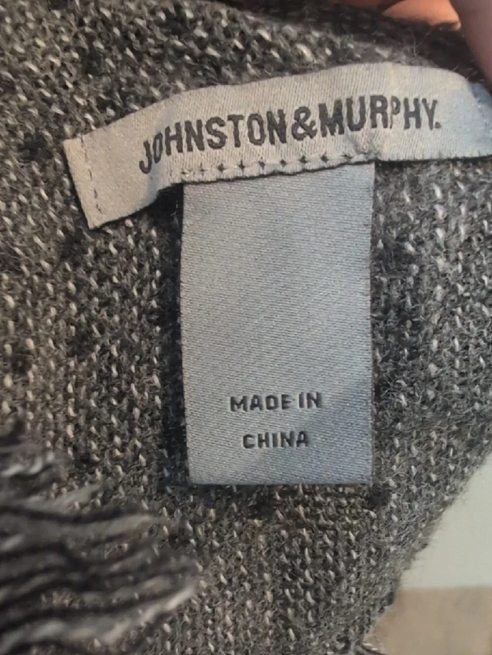 Johnston & Murphy Black Textured Grid Scarf